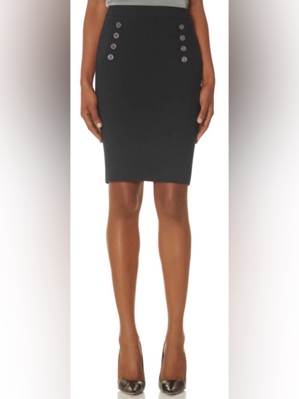The Limited Black High-Waist Button-Accent Pencil Skirt